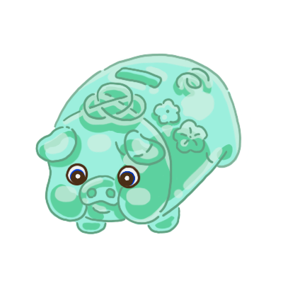 豬公存錢筒（綠色）（透明）